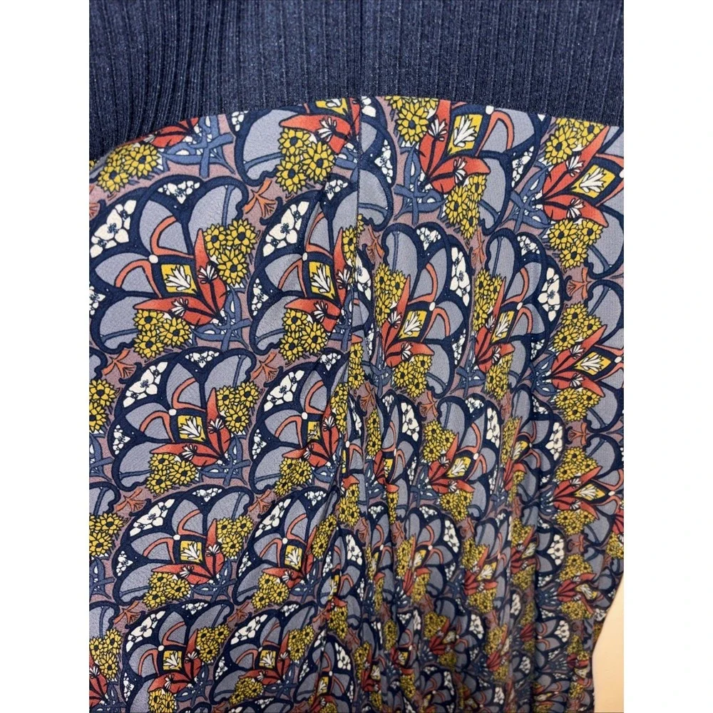 TINY Anthropologie Sophie Dress Sz L Navy Sweater Bodice Rayon Skirt Midi / Maxi - Picture 12 of 16